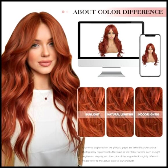 Long Wavy Layered Synthetic Wig with Curtain Bangs Heat Resistant Elegant main image 6